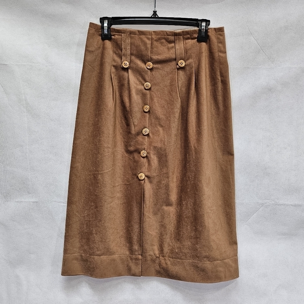 Handmade Faux Suede Brown Midi Skirt See Measurements for Size
